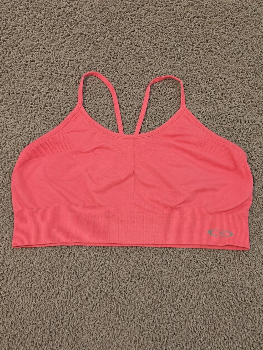Champion Seamless Sports Bra Coral Pink XL Low Impact Strappy Back - Picture 2 of 11